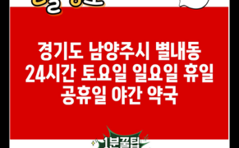 경기도 남양주시 별내동 24시간 토요일 일요일 휴일 공휴일 야간 약국