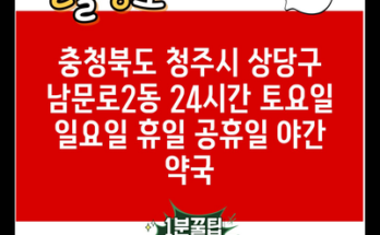 충청북도 청주시 상당구 남문로2동 24시간 토요일 일요일 휴일 공휴일 야간 약국