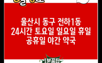 울산시 동구 전하1동 24시간 토요일 일요일 휴일 공휴일 야간 약국