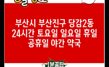 부산시 부산진구 당감2동 24시간 토요일 일요일 휴일 공휴일 야간 약국