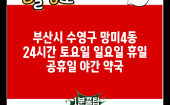 부산시 수영구 망미4동 24시간 토요일 일요일 휴일 공휴일 야간 약국