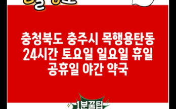 충청북도 충주시 목행용탄동 24시간 토요일 일요일 휴일 공휴일 야간 약국