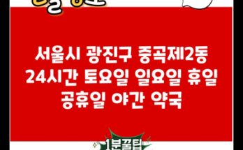 서울시 광진구 중곡제2동 24시간 토요일 일요일 휴일 공휴일 야간 약국