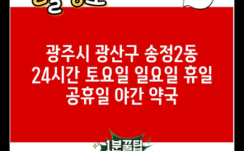 광주시 광산구 송정2동 24시간 토요일 일요일 휴일 공휴일 야간 약국