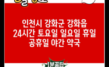 인천시 강화군 강화읍 24시간 토요일 일요일 휴일 공휴일 야간 약국