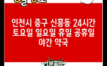 인천시 중구 신흥동 24시간 토요일 일요일 휴일 공휴일 야간 약국