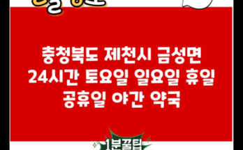 충청북도 제천시 금성면 24시간 토요일 일요일 휴일 공휴일 야간 약국