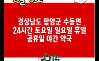 경상남도 함양군 수동면 24시간 토요일 일요일 휴일 공휴일 야간 약국