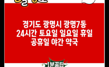 경기도 광명시 광명7동 24시간 토요일 일요일 휴일 공휴일 야간 약국