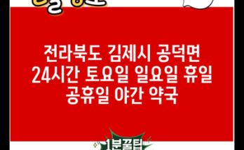 전라북도 김제시 공덕면 24시간 토요일 일요일 휴일 공휴일 야간 약국