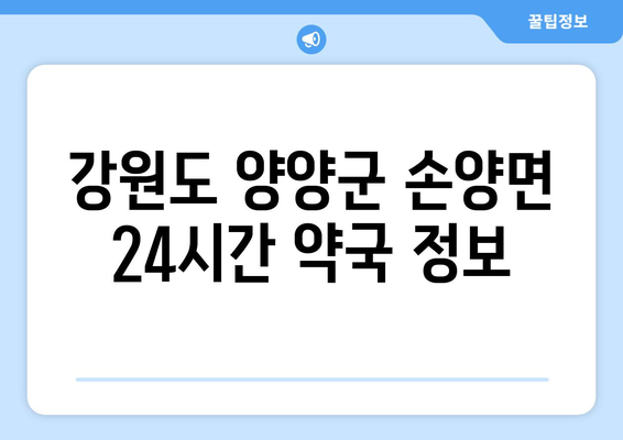 강원도 양양군 손양면 24시간 토요일 일요일 휴일 공휴일 야간 약국