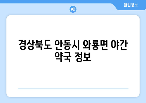 경상북도 안동시 와룡면 24시간 토요일 일요일 휴일 공휴일 야간 약국