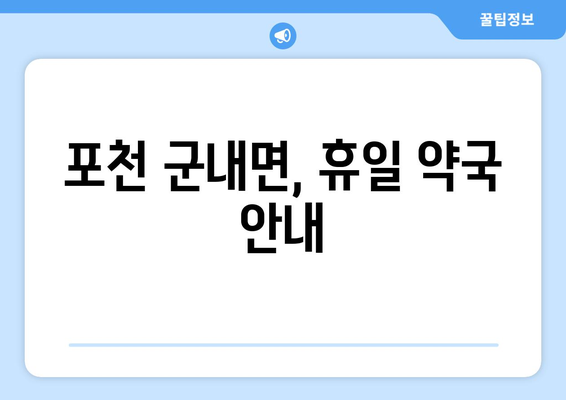 경기도 포천시 군내면 24시간 토요일 일요일 휴일 공휴일 야간 약국