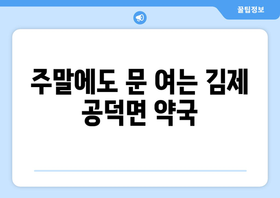 전라북도 김제시 공덕면 24시간 토요일 일요일 휴일 공휴일 야간 약국