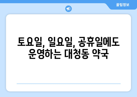 대전시 동구 대청동 24시간 토요일 일요일 휴일 공휴일 야간 약국