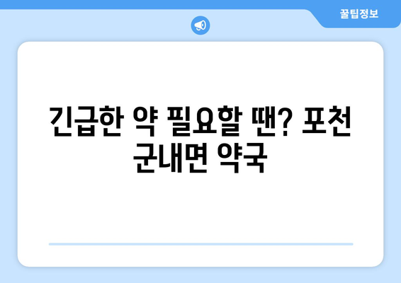 경기도 포천시 군내면 24시간 토요일 일요일 휴일 공휴일 야간 약국