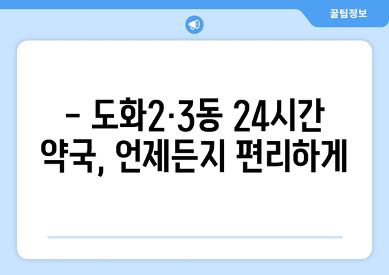 인천시 미추홀구 도화2·3동 24시간 토요일 일요일 휴일 공휴일 야간 약국