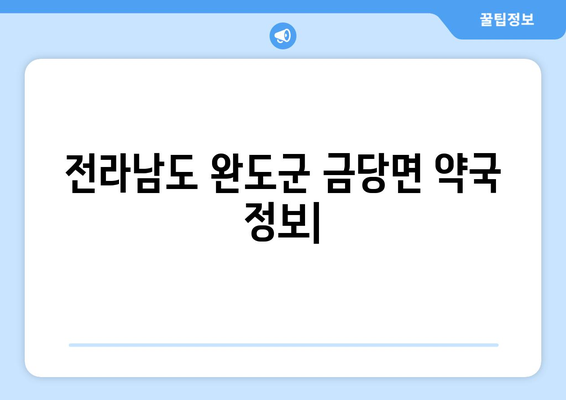 전라남도 완도군 금당면 24시간 토요일 일요일 휴일 공휴일 야간 약국