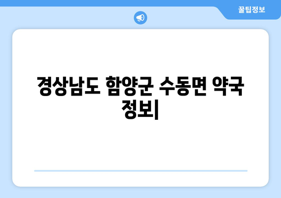 경상남도 함양군 수동면 24시간 토요일 일요일 휴일 공휴일 야간 약국