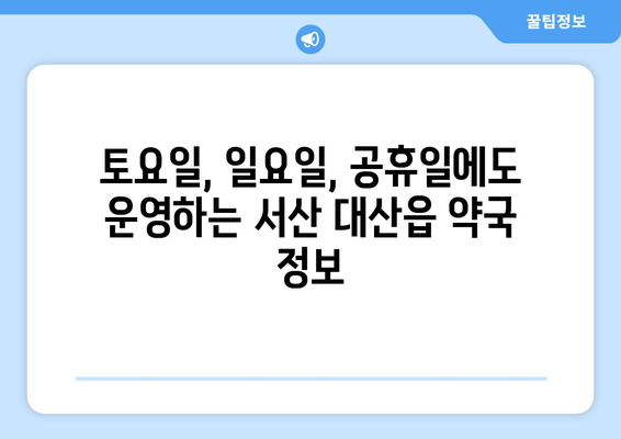 충청남도 서산시 대산읍 24시간 토요일 일요일 휴일 공휴일 야간 약국