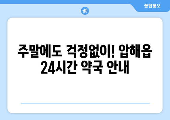 전라남도 신안군 압해읍 24시간 토요일 일요일 휴일 공휴일 야간 약국