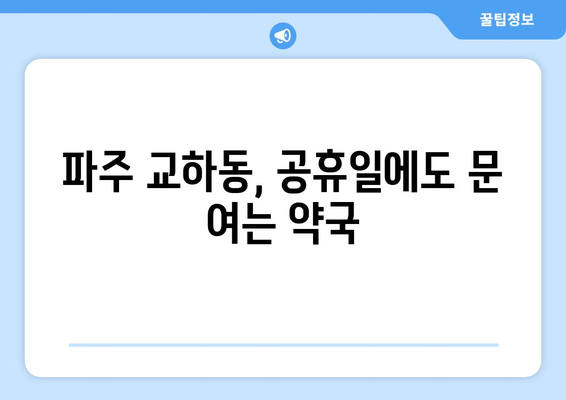 경기도 파주시 교하동 24시간 토요일 일요일 휴일 공휴일 야간 약국