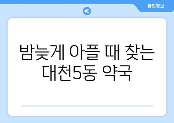 충청남도 보령시 대천5동 24시간 토요일 일요일 휴일 공휴일 야간 약국