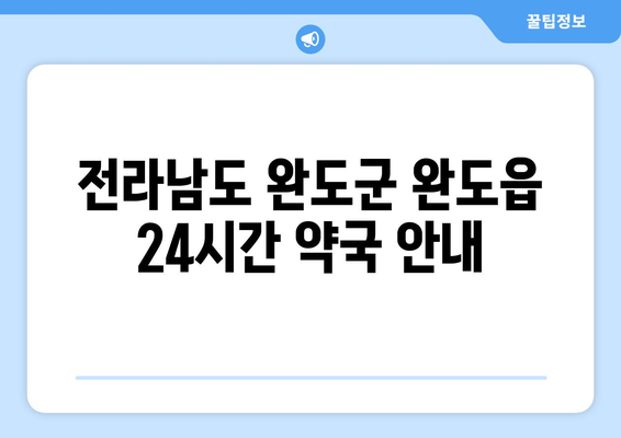 전라남도 완도군 완도읍 24시간 토요일 일요일 휴일 공휴일 야간 약국