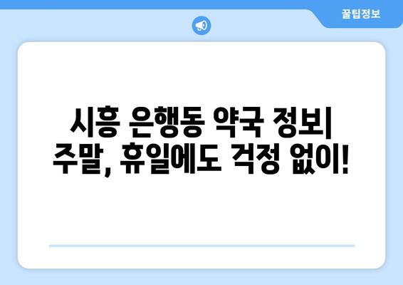 경기도 시흥시 은행동 24시간 토요일 일요일 휴일 공휴일 야간 약국