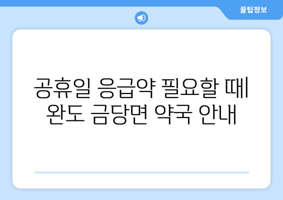 전라남도 완도군 금당면 24시간 토요일 일요일 휴일 공휴일 야간 약국