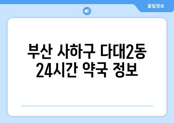 부산시 사하구 다대2동 24시간 토요일 일요일 휴일 공휴일 야간 약국