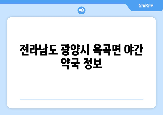 전라남도 광양시 옥곡면 24시간 토요일 일요일 휴일 공휴일 야간 약국