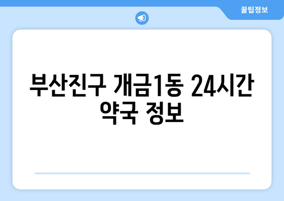 부산시 부산진구 개금1동 24시간 토요일 일요일 휴일 공휴일 야간 약국