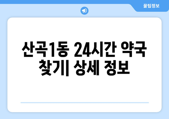 인천시 부평구 산곡1동 24시간 토요일 일요일 휴일 공휴일 야간 약국