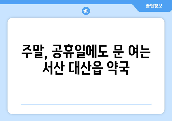 충청남도 서산시 대산읍 24시간 토요일 일요일 휴일 공휴일 야간 약국