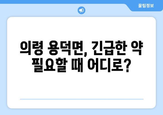 경상남도 의령군 용덕면 24시간 토요일 일요일 휴일 공휴일 야간 약국