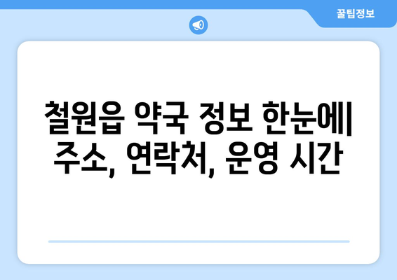 강원도 철원군 철원읍 24시간 토요일 일요일 휴일 공휴일 야간 약국