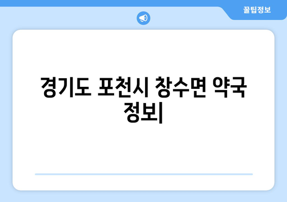 경기도 포천시 창수면 24시간 토요일 일요일 휴일 공휴일 야간 약국