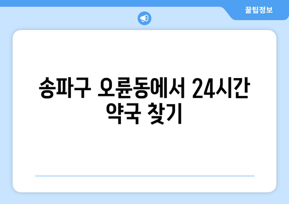 서울시 송파구 오륜동 24시간 토요일 일요일 휴일 공휴일 야간 약국