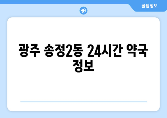 광주시 광산구 송정2동 24시간 토요일 일요일 휴일 공휴일 야간 약국