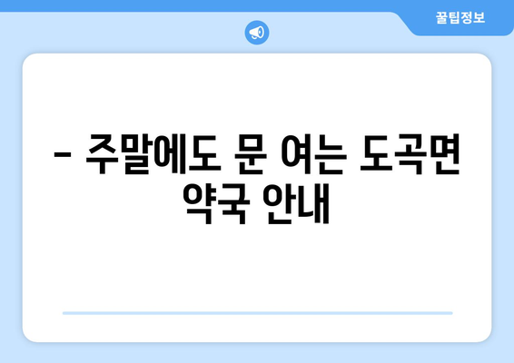 전라남도 화순군 도곡면 24시간 토요일 일요일 휴일 공휴일 야간 약국