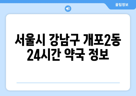 서울시 강남구 개포2동 24시간 토요일 일요일 휴일 공휴일 야간 약국