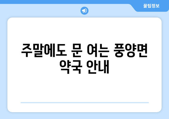 경상북도 예천군 풍양면 24시간 토요일 일요일 휴일 공휴일 야간 약국