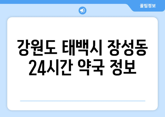 강원도 태백시 장성동 24시간 토요일 일요일 휴일 공휴일 야간 약국