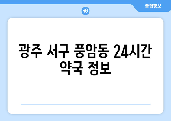 광주시 서구 풍암동 24시간 토요일 일요일 휴일 공휴일 야간 약국