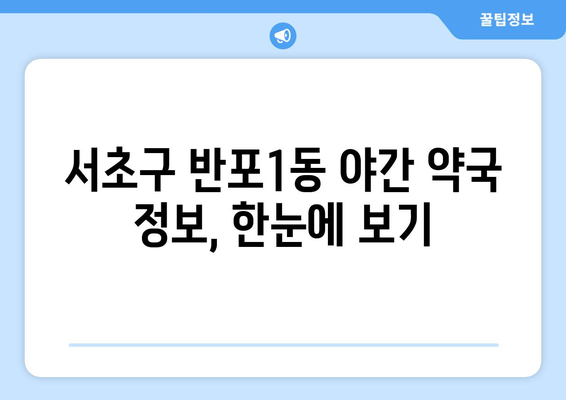 서울시 서초구 반포1동 24시간 토요일 일요일 휴일 공휴일 야간 약국