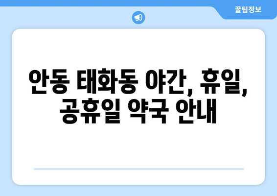 경상북도 안동시 태화동 24시간 토요일 일요일 휴일 공휴일 야간 약국