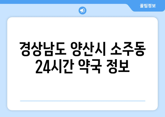 경상남도 양산시 소주동 24시간 토요일 일요일 휴일 공휴일 야간 약국