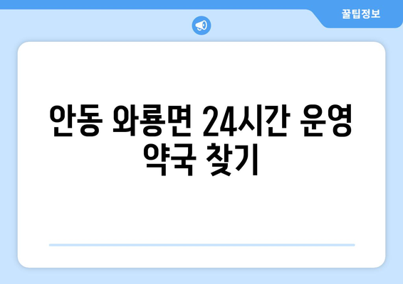 경상북도 안동시 와룡면 24시간 토요일 일요일 휴일 공휴일 야간 약국