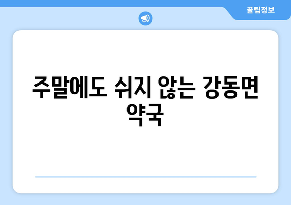 강원도 강릉시 강동면 24시간 토요일 일요일 휴일 공휴일 야간 약국